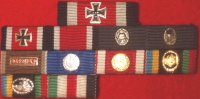 1957 11 Place pinback ribbon bar with Knights Cross